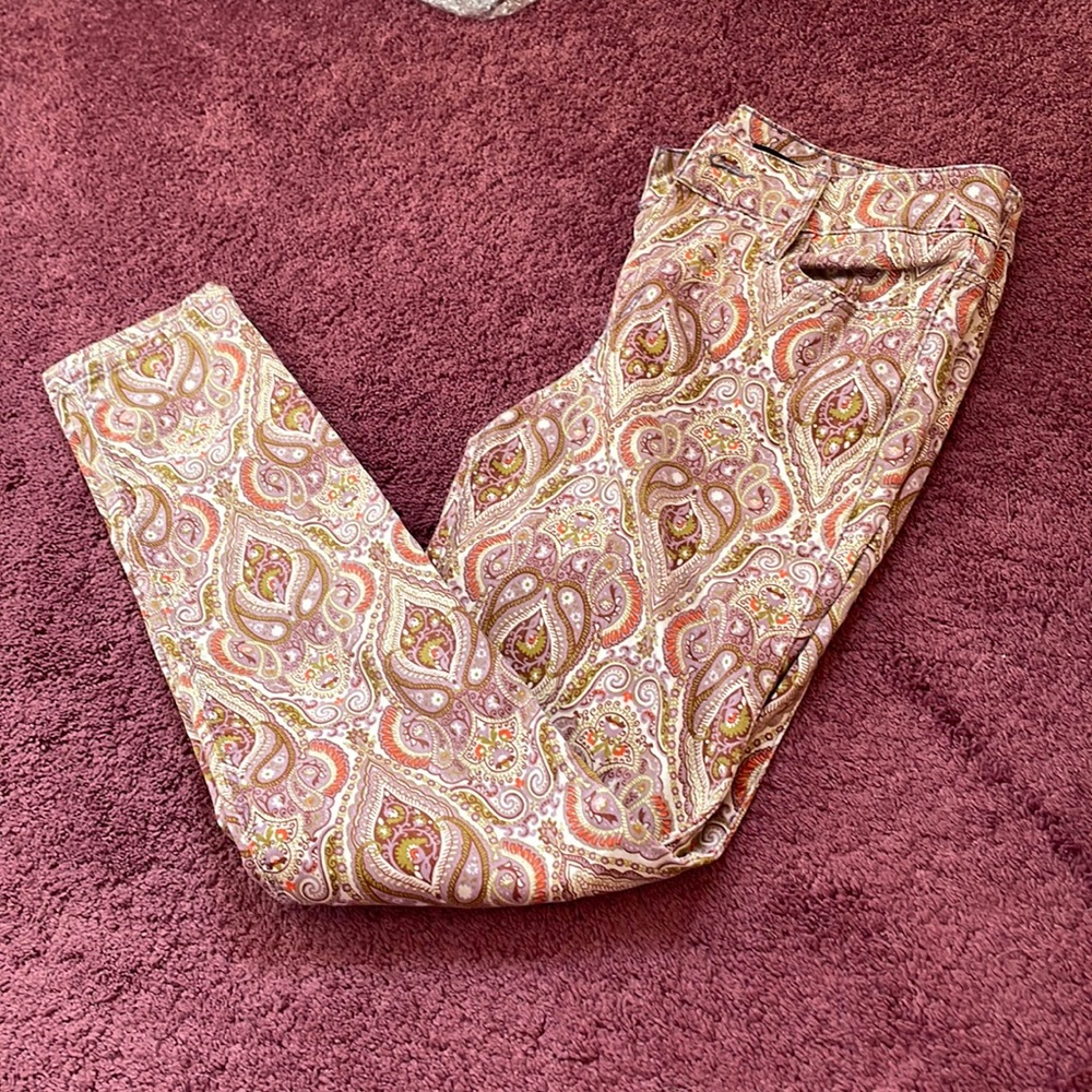 Black Orchid Women's Skinny Jeans in Pink Paisley Print